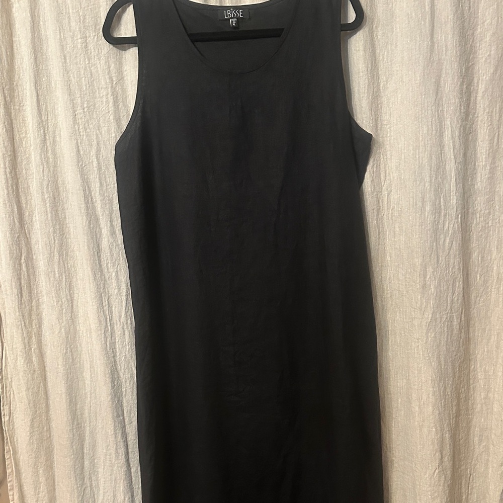 Black Linen Long Length Classic Dress
